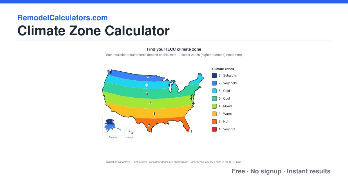 Climate Zone Calculator (Free) — IECC Zone by ZIP